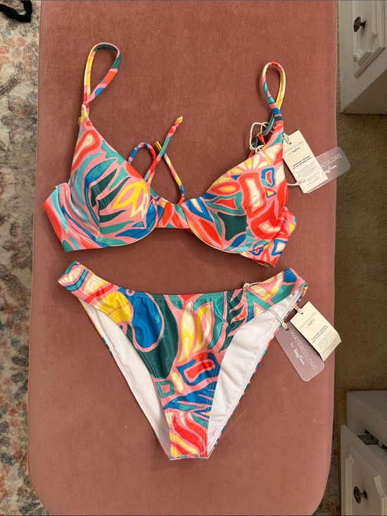 Kenny Flowers Other - Kenny Flowers Multicolor Abstract Print Bikini — Coral, Teal, Yellow